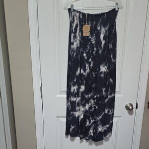NATURAL LIFE Navy and White Tie-Dye Wide Leg Pants LARGE